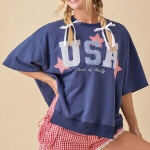 USA Patchwork Oversized Boxy Shirt